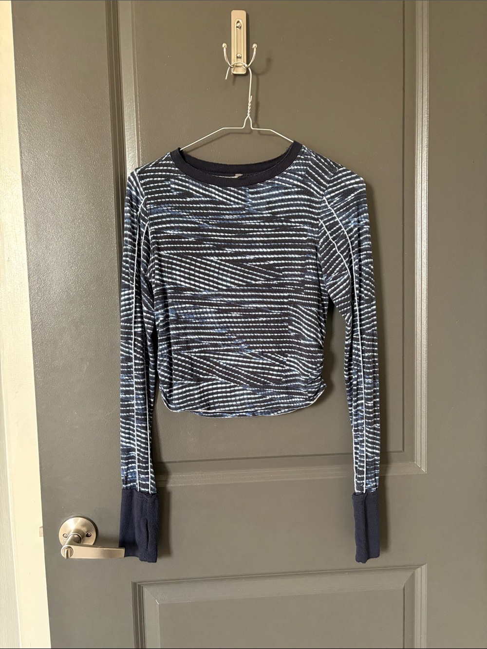 FP Movement by Free People Navy and White Striped Long-Sleeve Crop Top - Picture 3 of 6